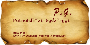 Petneházi Györgyi névjegykártya